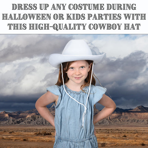 U. S. Toy White Kids Cowboy Hat, Felt Cowgirl Hat for Girls and Boys, Dress-Up and Costume Parties, Perfect for Halloween, Adult Sized, 1-Pack, 3 Years & Older