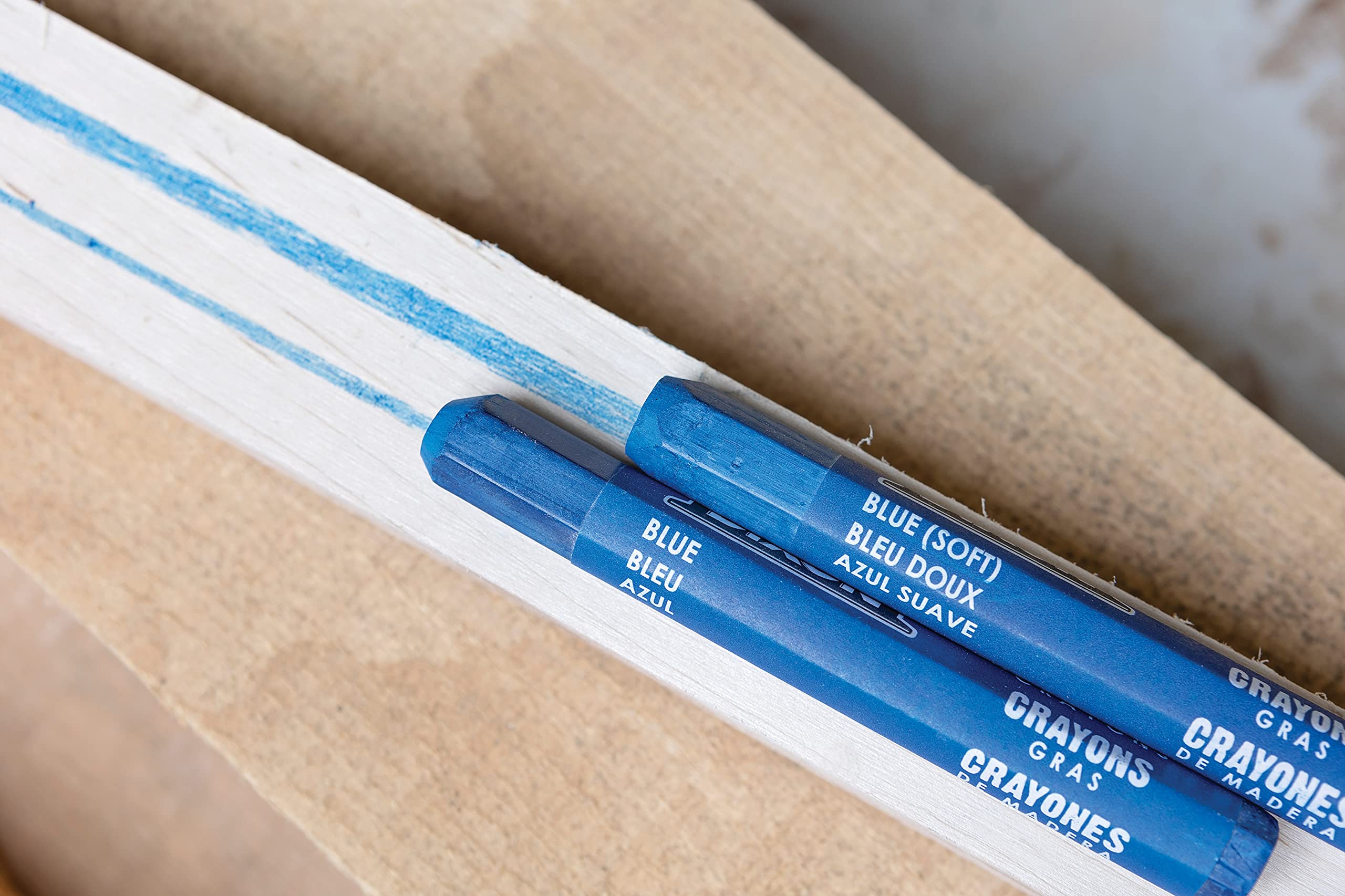 Dixon Industrial Lumber Crayons, Blue, 12 Count