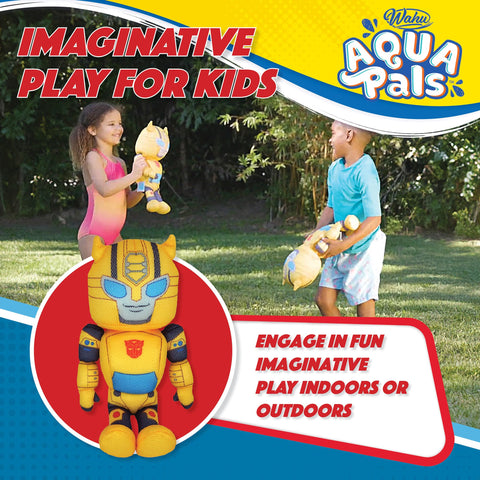 WAHU Aqua Pals Transformers Bumblebee Plush Water Toy for Kids Ages 2+, Fast-Drying Waterproof Plush Doll Toy for Pool and Bathtub, Yellow, 16"