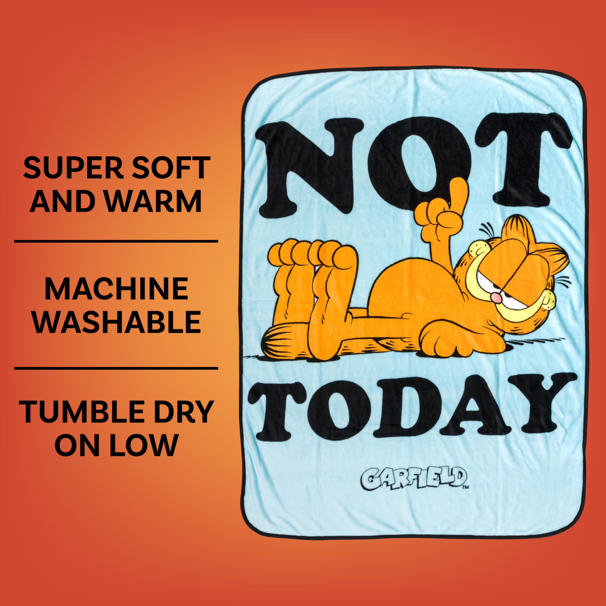 Silver Buffalo Garfield Not Today 45" x 60" Fleece Throw, Soft and Cozy Blanket, 185 GSM