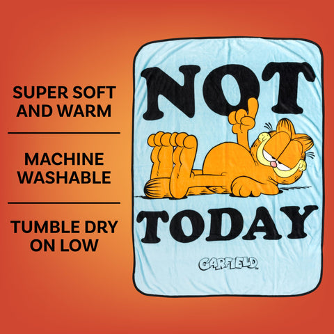 Silver Buffalo Garfield Not Today 45" x 60" Fleece Throw, Soft and Cozy Blanket, 185 GSM