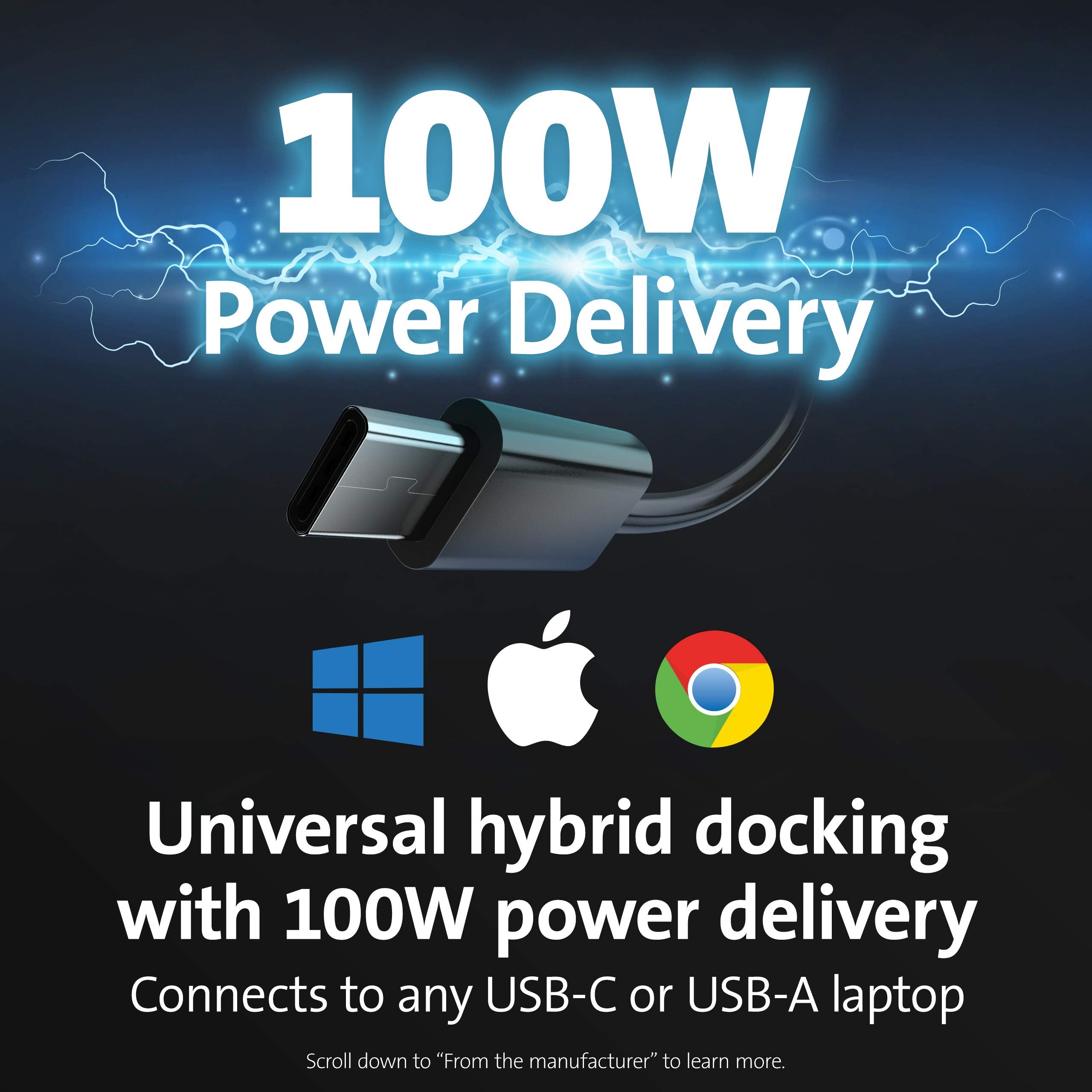 Kensington SD4780P Displaylink USB-C Docking Station for Windows, MacBooks ane Surface – Dual 4K Video, 100W PD (K33620NA)