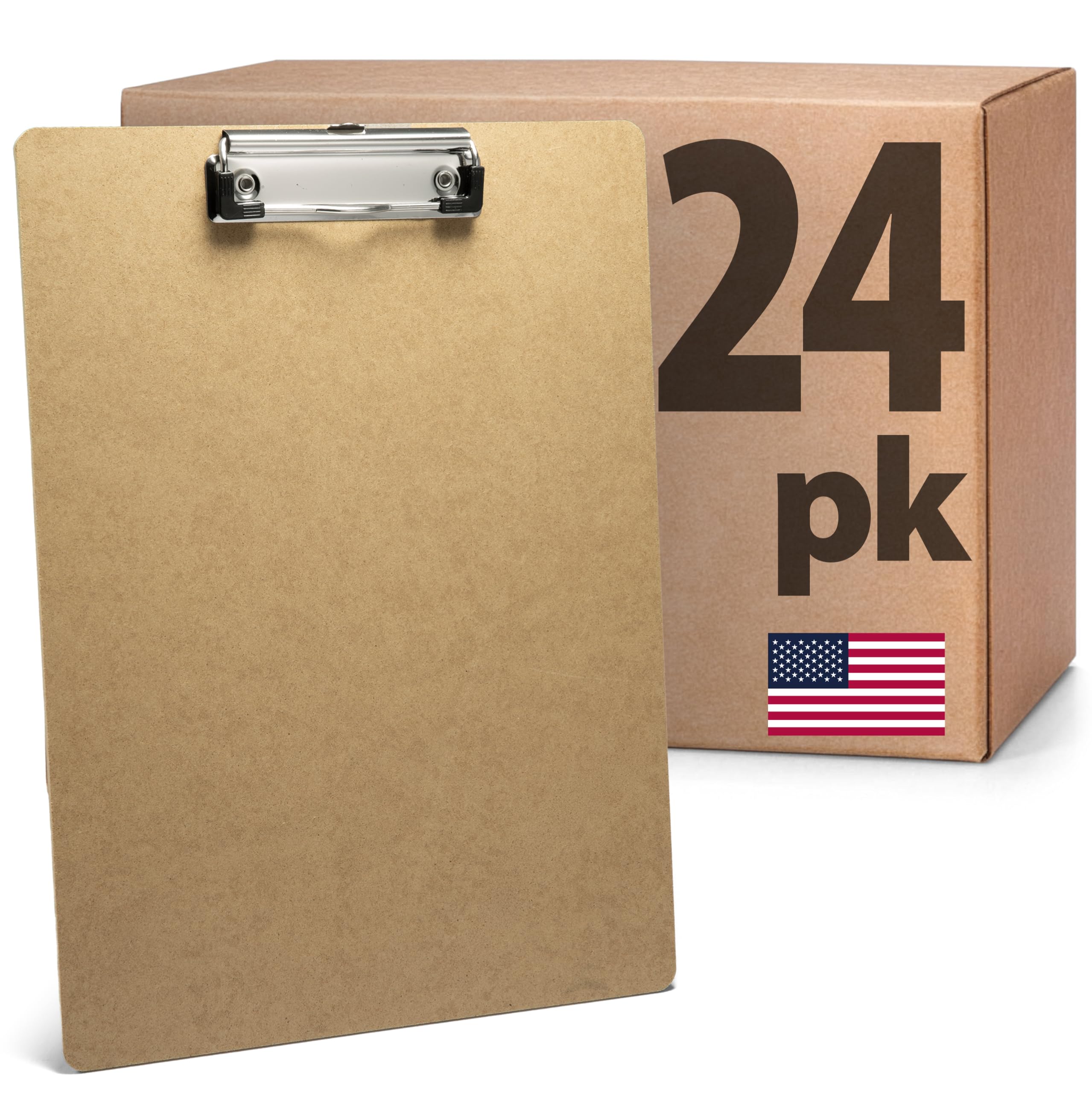 Officemate Recycled Wood Clipboards, Low Profile Clip, 24 Pack Clipboards, Letter Size (9 x 12.5 Inches), Brown (83824)