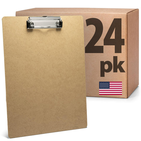 Officemate Recycled Wood Clipboards, Low Profile Clip, 24 Pack Clipboards, Letter Size (9 x 12.5 Inches), Brown (83824)