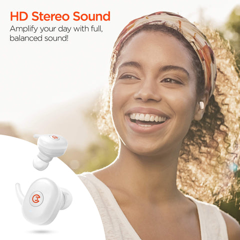 HyperGear Active True Wireless Bluetooth Earbuds – Noise Cancelling Mic, HD Stereo Sound, Touch Control, Quick Pairing, IPX5 Waterproof, Charging Case – Wireless Headphones for iPhone & Android, White