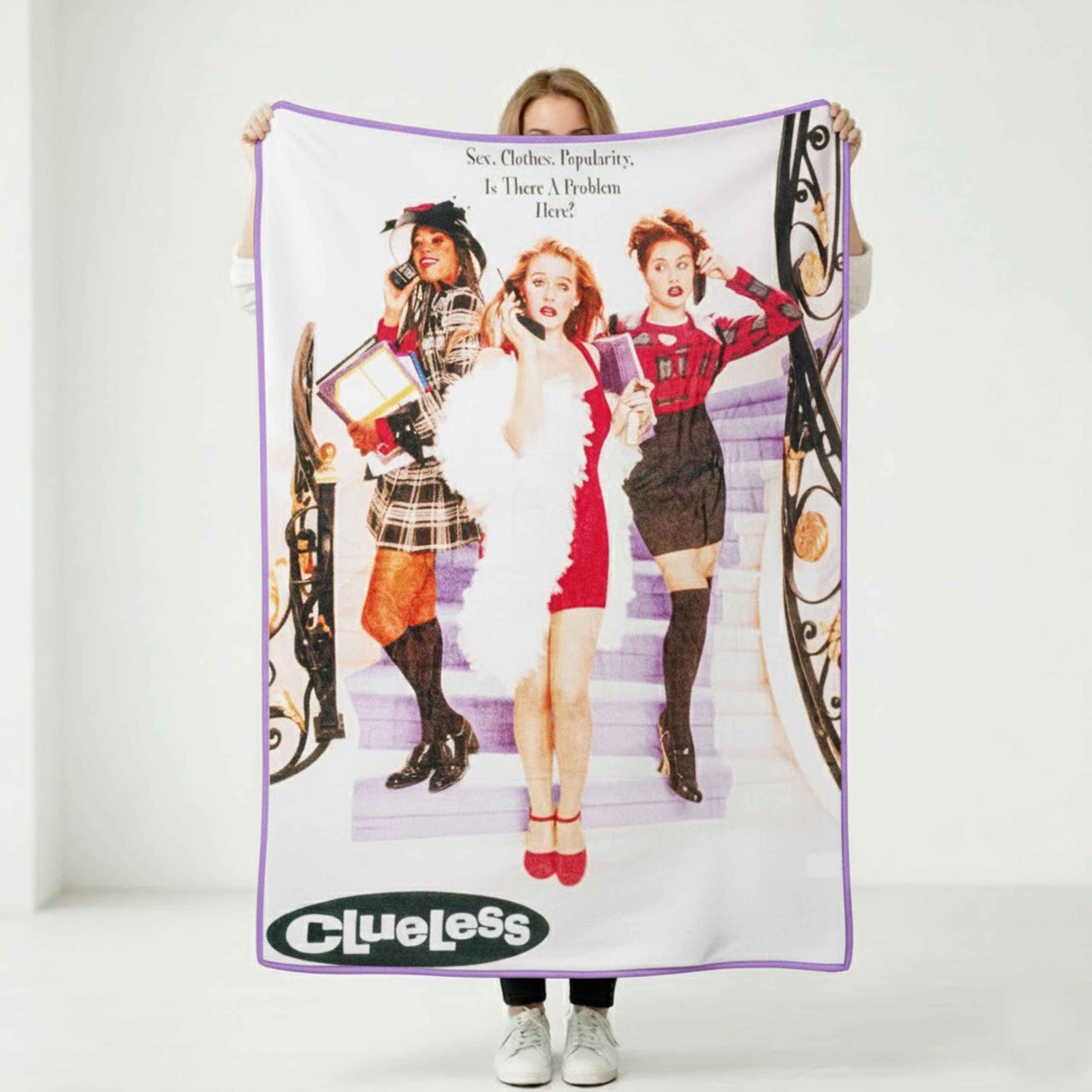 Silver Buffalo Clueless Movie Poster Alicia Silverstone Features Cher, Dionne, and Tai 45" x 60" Fleece Throw, Soft and Cozy Blanket, 180 GSM