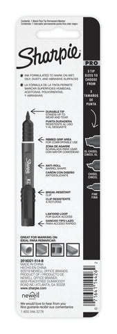 Sharpie Pro Permanent Marker, Fine Point, Black Marker (2018321)