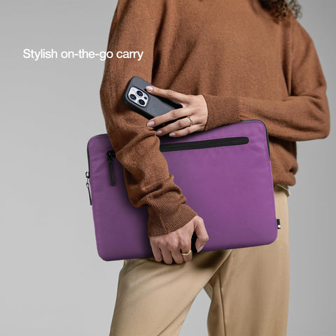 Incase Compact Laptop Sleeve with Flight Nylon - 16 Inch MacBook Pro and Laptop Case – Slim Computer Sleeve with Faux Fur Lining, Front Accessory Pocket with Zipper - Nordic Mauve
