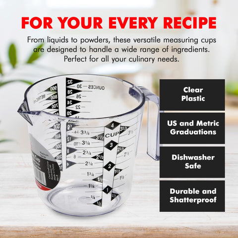 Chef Craft Select Plastic Measuring Cup, 4 Cup, Clear