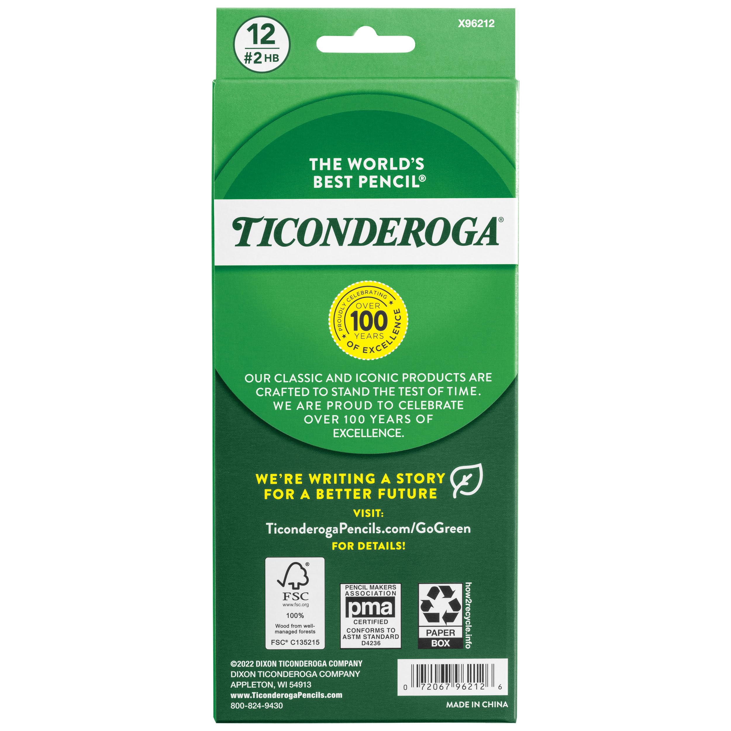 Ticonderoga Envirostik Wood-Cased Pencils, #2 HB Soft, Natural, 12 Count