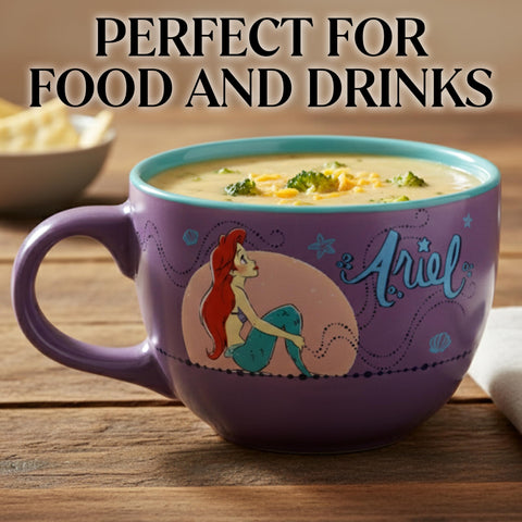 Silver Buffalo Disney Princess Little Mermaid Ariel Moonlight Ceramic Soup Mug, 24 Ounces