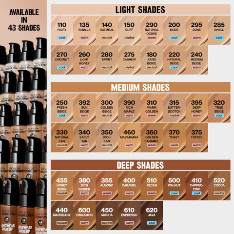 Revlon Liquid Foundation, ColorStay Face Makeup for Combination & Oily Skin, SPF 15, Medium-Full Coverage with Matte Finish, 250 Fresh Beige, 1 fl oz