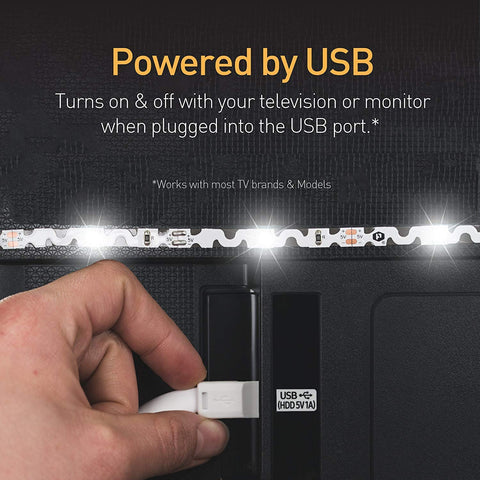 Luminoodle Color Bias Lighting, USB TV and Monitor Backlight LED Strip Lights Kit with Dimmer, Remote - 6.6 ft for 24" to 60" TV - Medium
