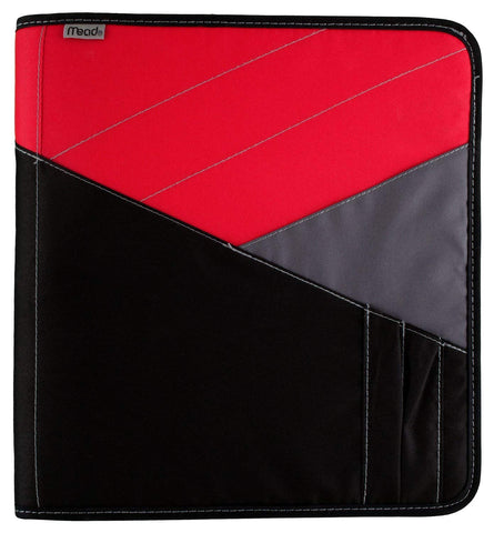 Mead Zipper Binder with Expanding File, 3 Ring Binder, 1-1/2", Red (72196)