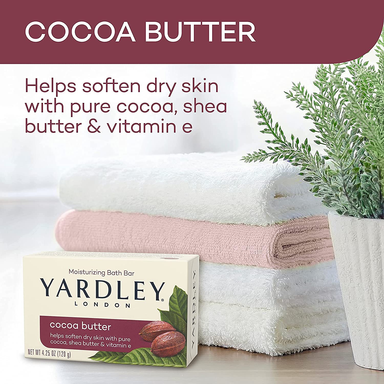 Yardley Moisturizing Bar Cocoa Butter 4.0 oz (Pack of 6)
