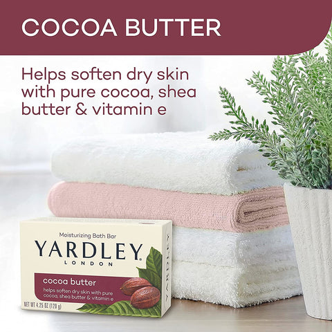 Yardley Moisturizing Bar Cocoa Butter 4.0 oz (Pack of 6)
