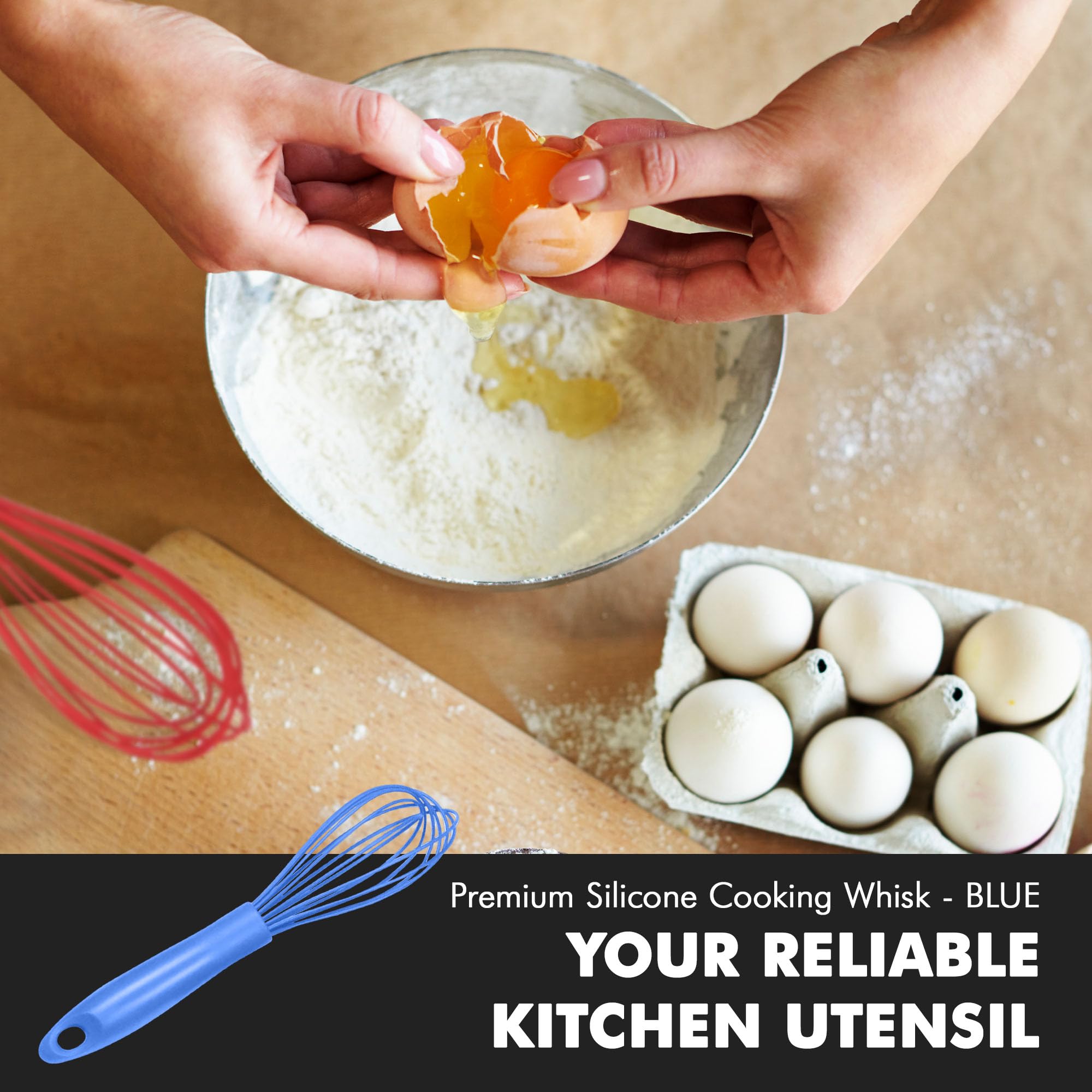 Chef Craft Premium Silicone Wire Cooking Whisk, 10.5 inch, Blue