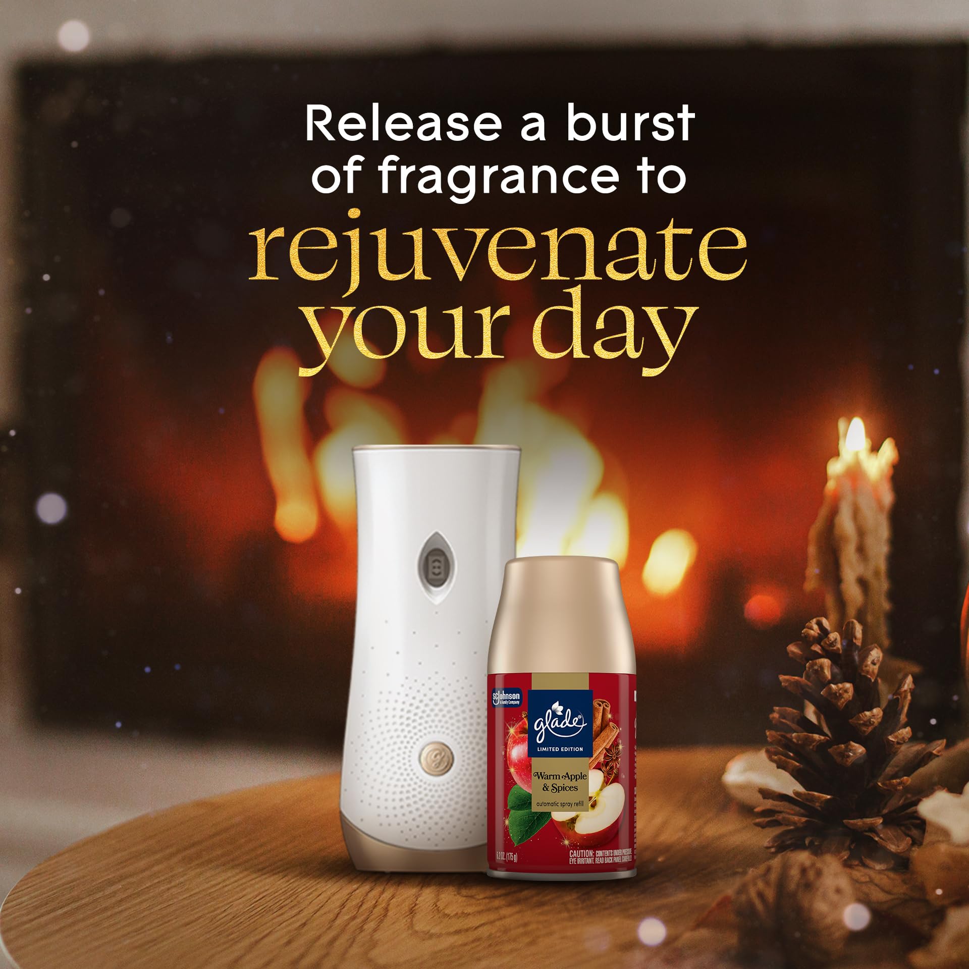 Glade Automatic Spray Refill, Warm Apple & Spices, Scented Air Freshener for Home and Bathroom, 6.2 Oz