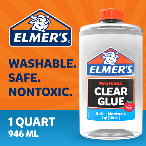 Elmer's Clear Liquid School Glue, Washable, Safe, Nontoxic, 32 Ounces (1 Quart) - Great for Making Slime, #1 Teacher Brand
