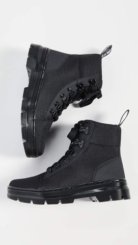 Dr. Martens Women's Combs W Combat Boot, Black/Black, 10
