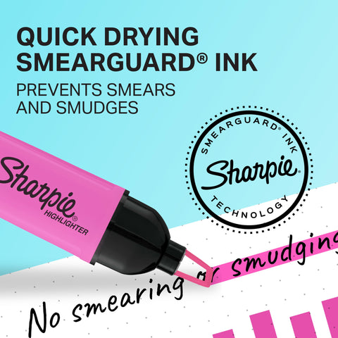 Sharpie 1912767 Clear View Chisel Tip Highlighters, Assorted Highlighter, 3-Carded, Yellow, Pink and Orange(1912937)