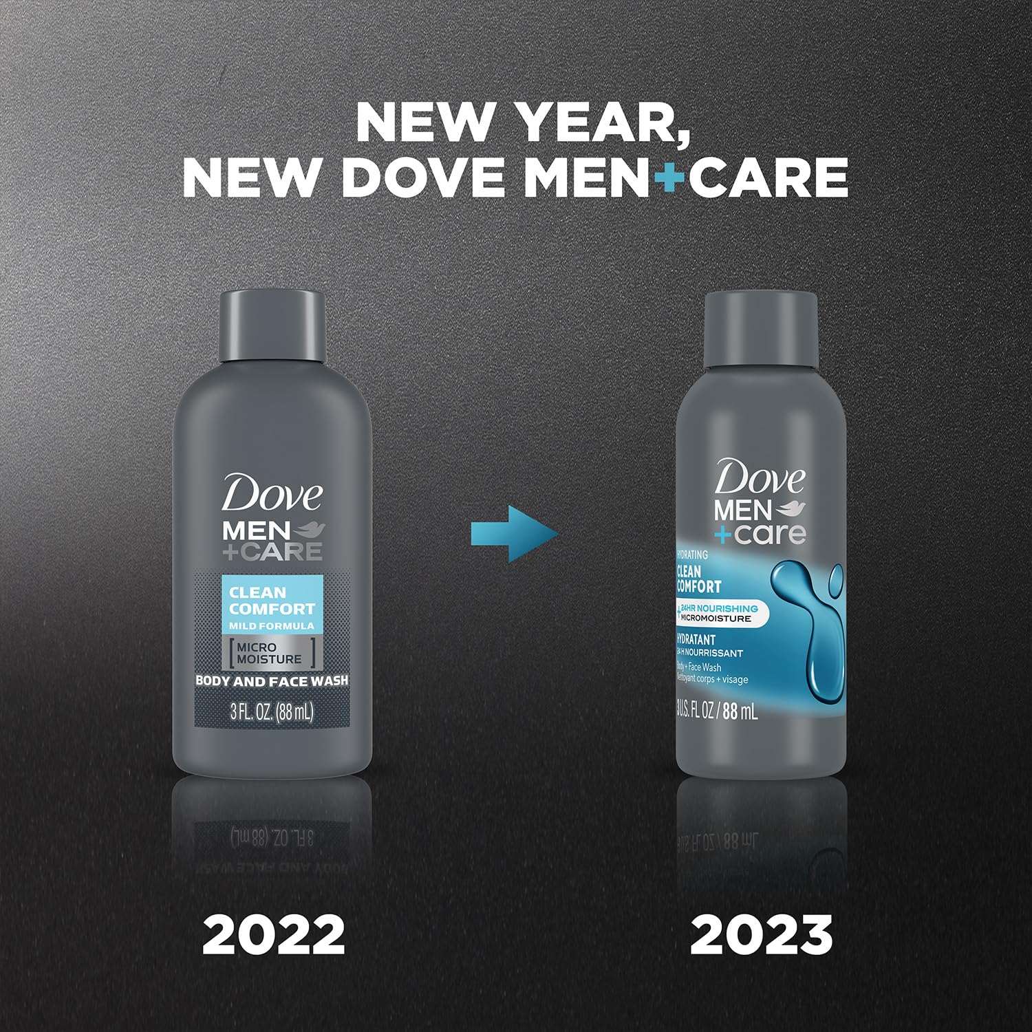 Dove Men+ Care Body + Face Wash, Clean Comfort 6-Pack – Hydrating Shower Gel Formula for Healthy, Smooth Skin, 3 Oz Ea