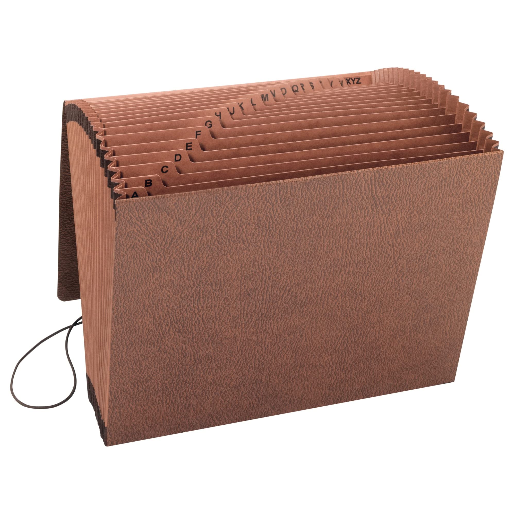 Smead TUFF Expanding File 21 Pockets, Alphabetic (A-Z), Flap and Cord Closure, Letter Size, Redrope (70318)