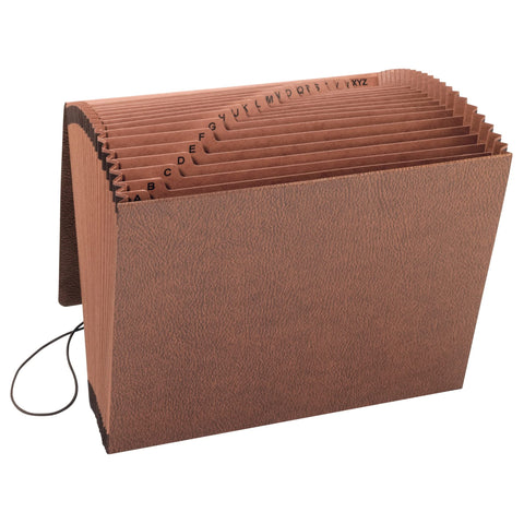 Smead TUFF Expanding File 21 Pockets, Alphabetic (A-Z), Flap and Cord Closure, Letter Size, Redrope (70318)