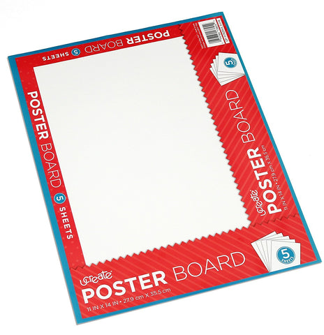 U-Create Ucreate White Poster Board, 11" x 14", 5 Pack (13825)