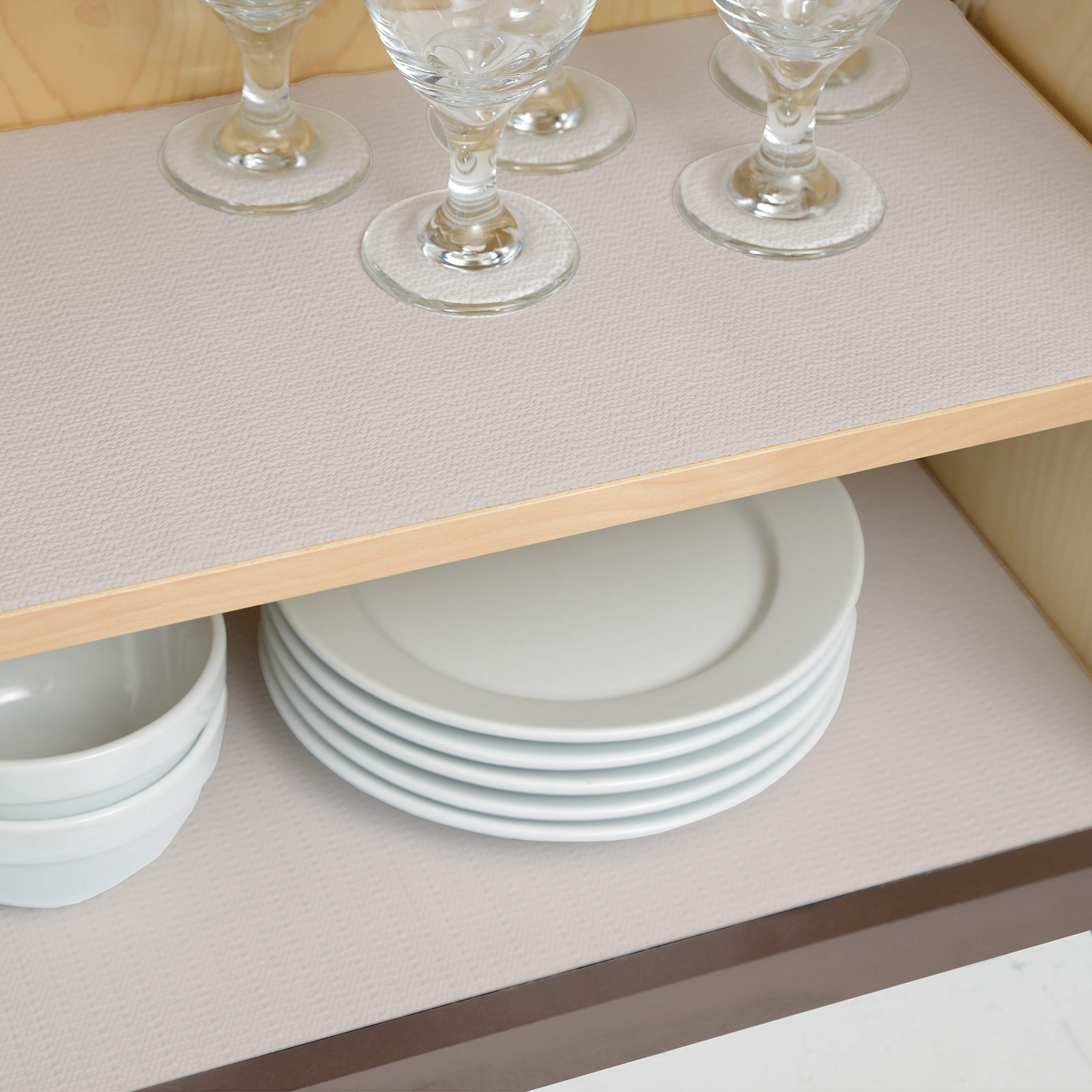 Con-Tact Brand Grip Prints Non-Adhesive Non-Slip Vinyl Liner for Shelf, Drawer and Counter Tops, 18'' x 4', Almond