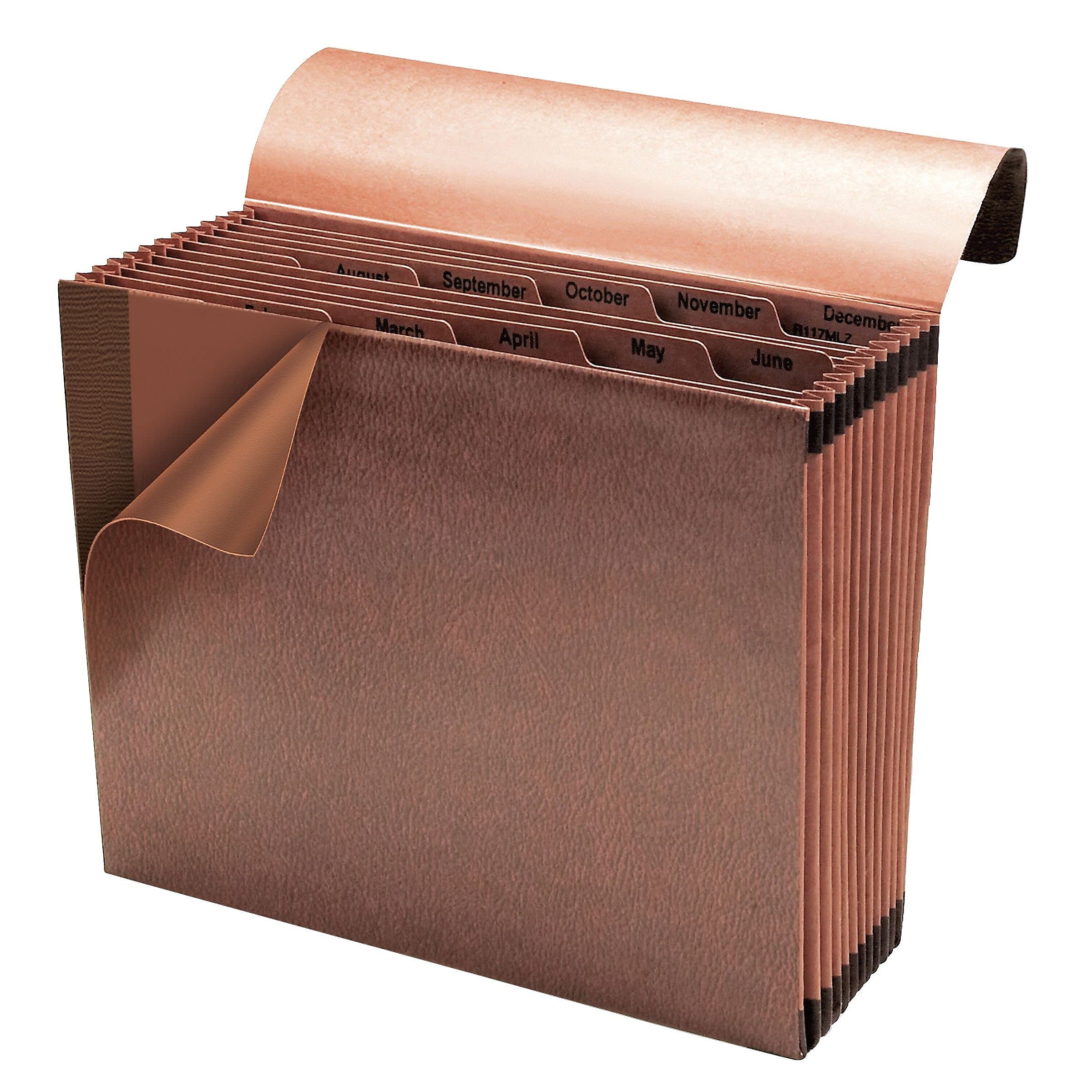 Smead TUFF Expanding File, 12 Pockets, Monthly (Jan.-Dec.), Flap and Cord Closure, Letter Size, Redrope (70388)