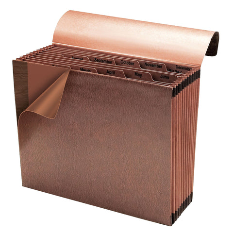 Smead TUFF Expanding File, 12 Pockets, Monthly (Jan.-Dec.), Flap and Cord Closure, Letter Size, Redrope (70388)