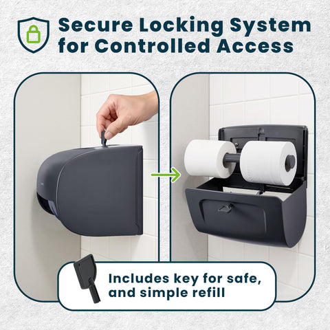 Alpine Commercial Toilet Paper Dispenser - Double Toilet Paper Holder Wall Mount for Less Frequent Paper Roll Refill