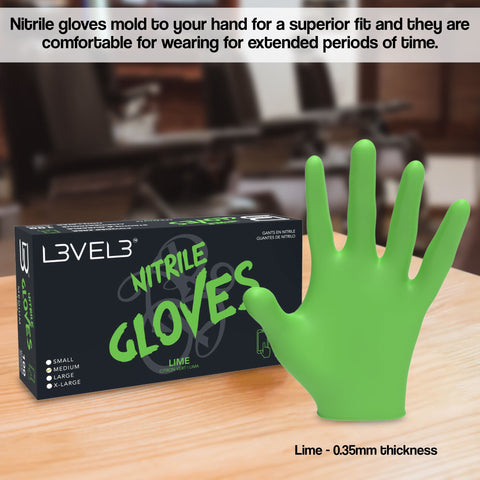 L3 Level 3 Nitrile Gloves - Professional Heavy Duty Disposable Gloves - Latex Free - Fits Snug - Box of 100