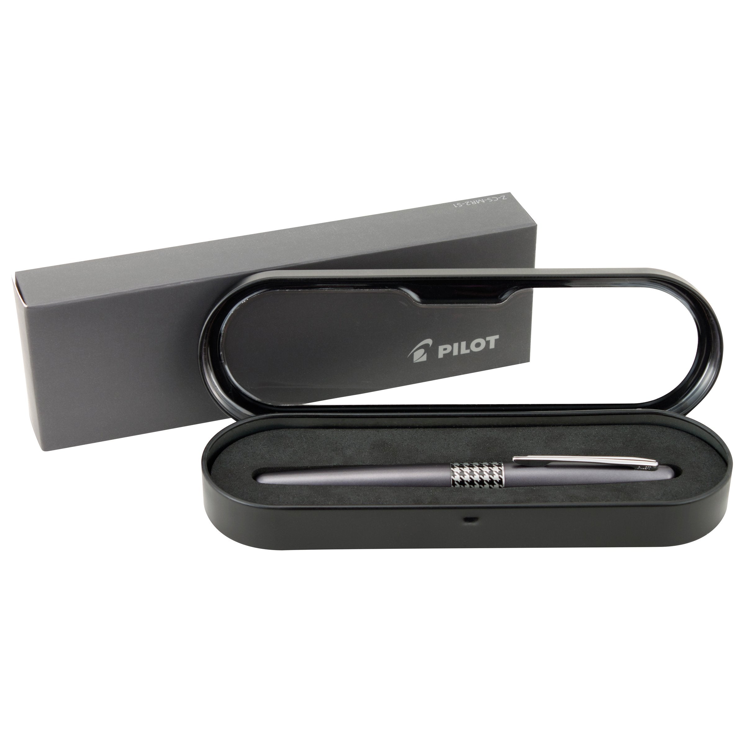 PILOT MR Retro Pop Collection Fountain Pen in Gift Box, Gray Barrel with Houndstooth Accent, Fine Point Stainless Steel Nib, Refillable Black Ink (91435)