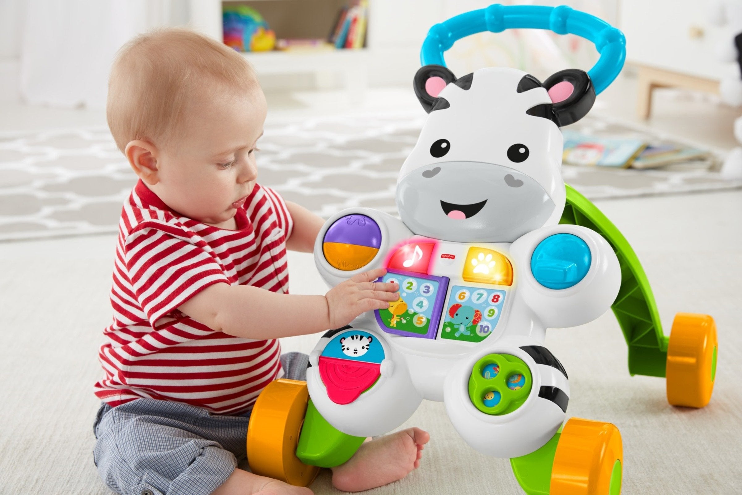 Fisher-Price Baby to Toddler Toy, Learn with Me Zebra Walker with Educational Music Lights & Activities for Infants Ages 6+ Months