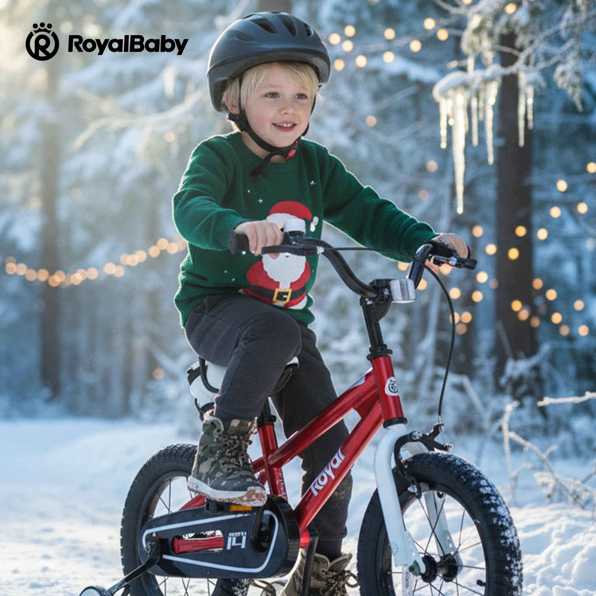 RoyalBaby Freestyle Kids Bike 14 Inch Childrens Bicycle with Training Wheels Toddlers Boys Girls Beginners Ages 3-5 Years, Red