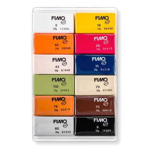 STAEDTLER 8023 C12-4 FIMO Soft Oven-Hardening Polymer Modelling Clay - Assorted Natural Colours (Pack of 12 x 25g Blocks)