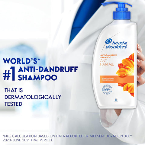 Head & Shoulders Anti Hair fall Shampoo, 2 Pack Anti Dandruff Shampoo, Relieves Dry Scalp and Repairs Damage, Fresh Scent, 22 oz Pump Bottles