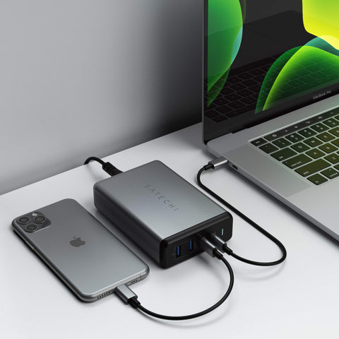 Satechi 108W Pro USB C PD Desktop Charging Station – 2 USBC PD & 2 USB A Ports, Compatible with 2025/2020/2019 MacBook Pro, 2020/2018 MacBook Air, M5/M1 iPad Pro/Air, iPhone 16 (Pro/Pro Max/Plus - US)