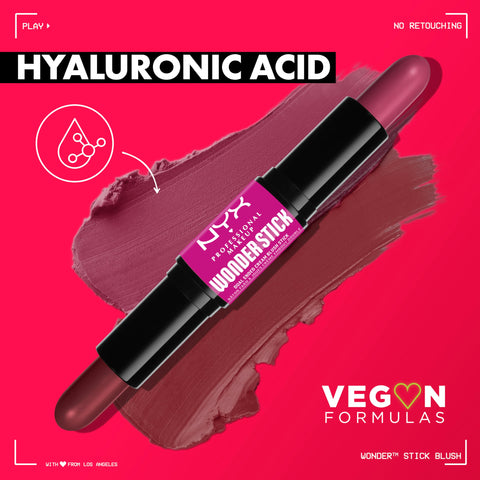 NYX PROFESSIONAL MAKEUP Wonder Stick Blush with Hydrating Hyaluronic Acid, Dual-Ended Cream Blush Stick - Bright Amber & Fuchsia