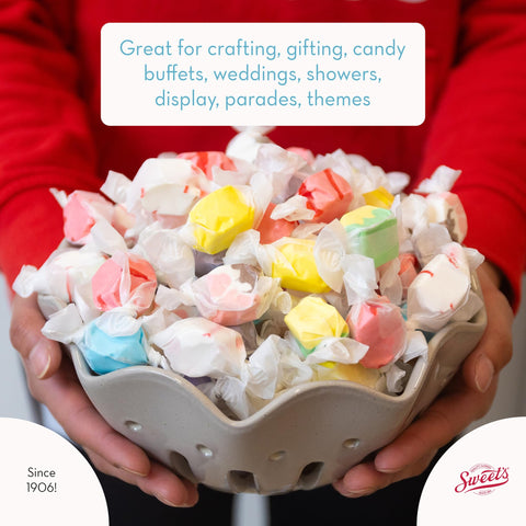 Sweet Candy Company Salt Water Taffy Individually Wrapped - Salt Water Taffy Candy Bulk, Old Fashioned Assorted Flavors, Soft and Chewy Candy Mix, Gluten Free Variety Pack - 24 oz Bag