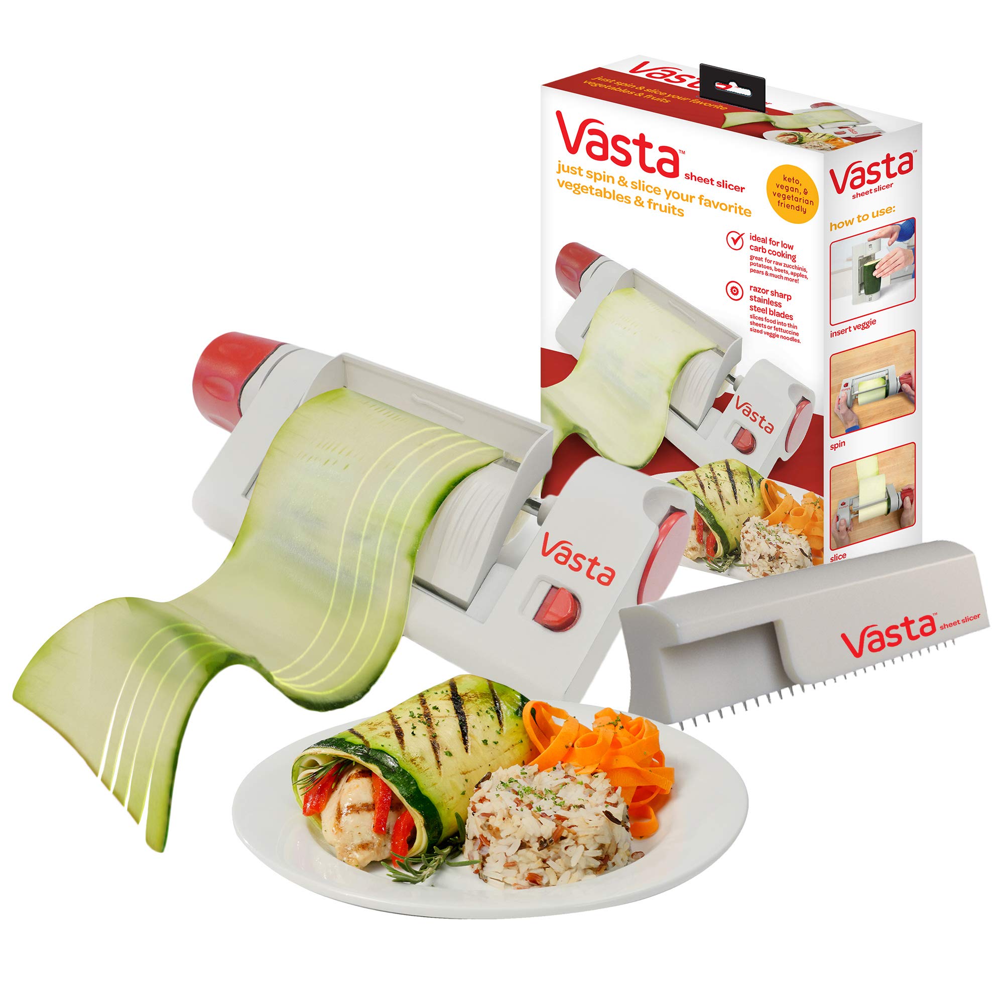 Vasta Veggie & Fruit Sheet Slicer, Stainless Steel Blade, 2 Attachements