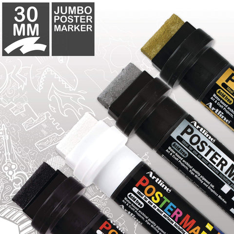 Artline Poster Markers, 30 mm Writing Width, Metallic Colors, 4 Pack (EPP-30-4W4)