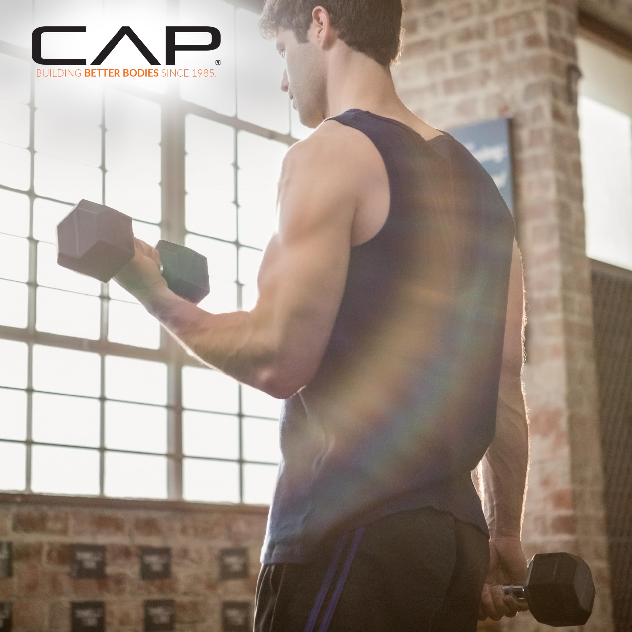 CAP Barbell 12 LB Rubber Coated Hex Dumbbell Hand Weight - Single | Chrome Handle