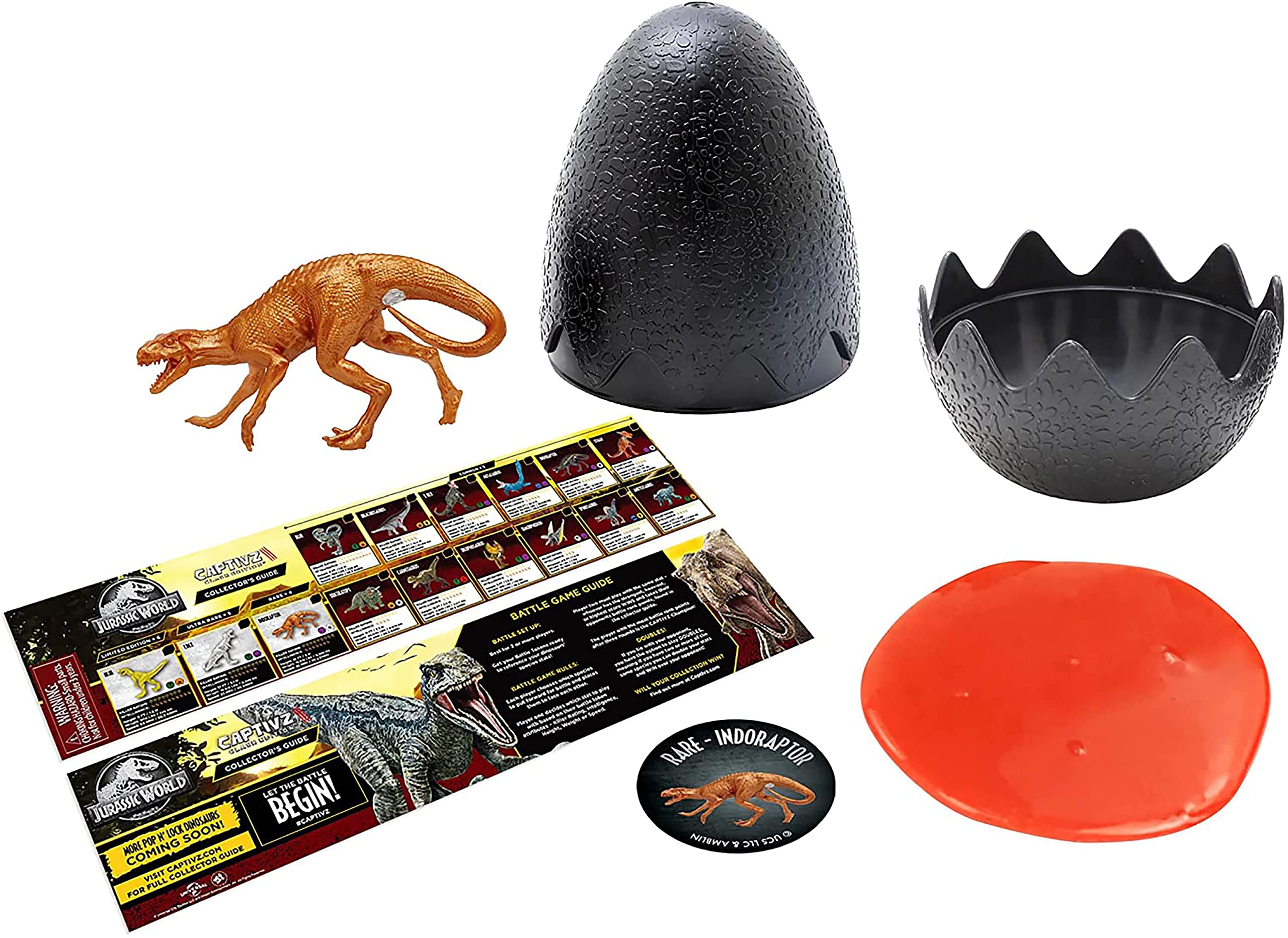 Jurassic World Captivz Slime Filled Dinosaur Egg. Will You Find A Limited Edition Species? Perfect Stocking Filler. Includes Battle Token, Slime and Pop 'N' Lock Dino.