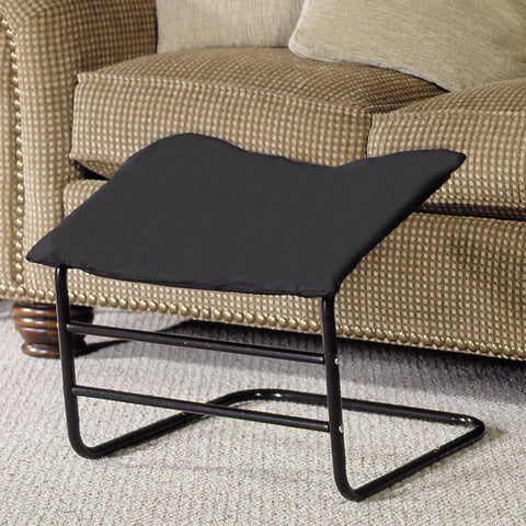 ETNA Ottoman Foot Rest Footstool - Supportive Leg Rest for Chair Sofa Couch - Office Footrest Under Desk Foot Hammock - Black Padded Foot Stool