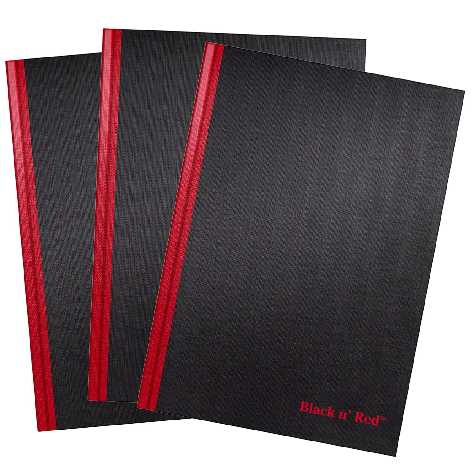 Black n' Red Notebooks, Business Journals, 3 Pack, 11-3/4" x 8-1/4", 96 Sheets, Ruled, Optik Paper, Hardcover, Casebound, Black (400123487)