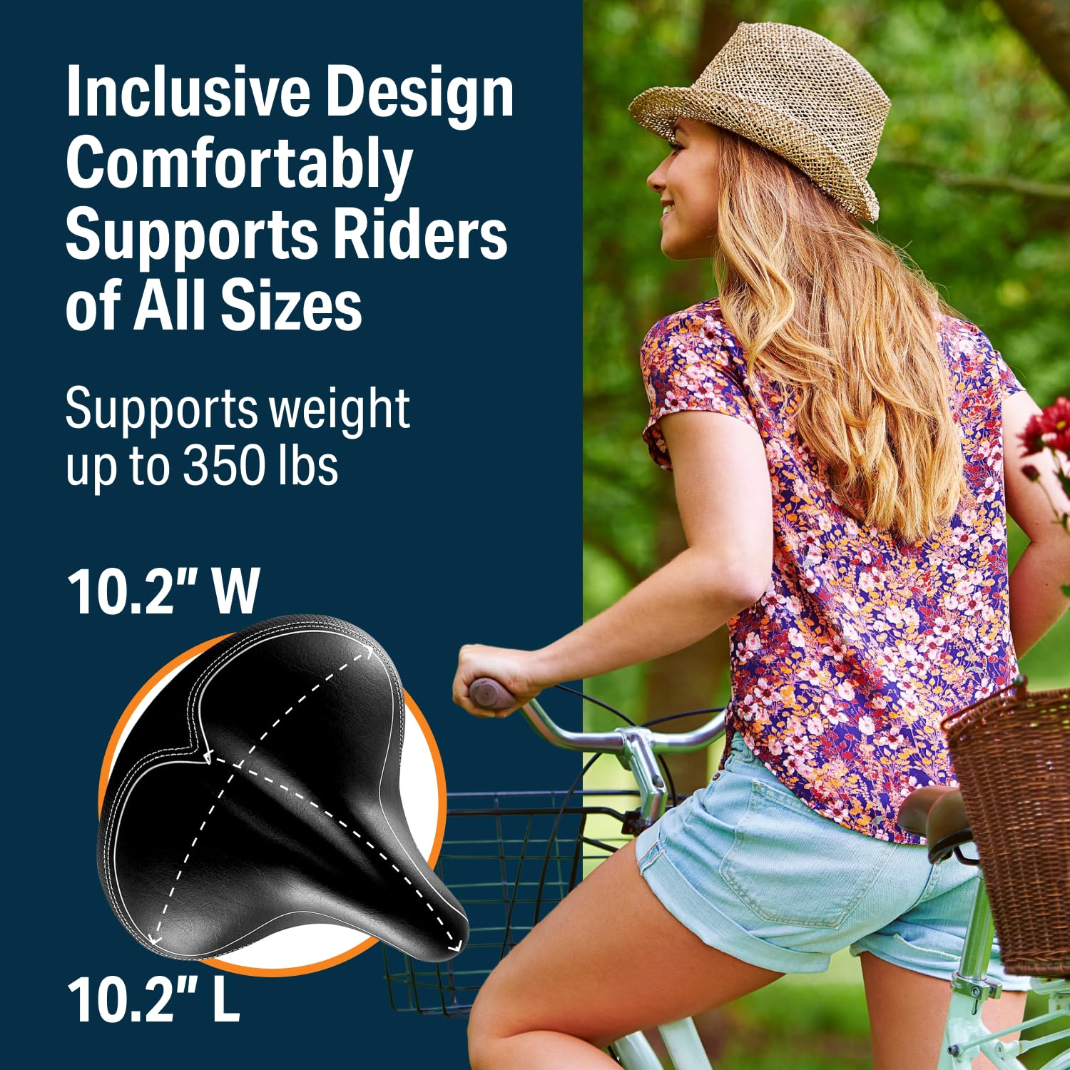 Bikeroo Oversized Bike Seat - Compatible with Peloton, Exercise or Road Bikes - Bicycle Saddle Replacement with Wide Cushion for Men & Womens Comfort