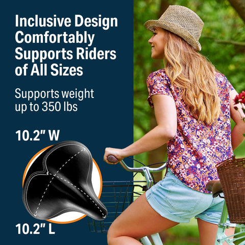 Bikeroo Oversized Bike Seat - Compatible with Peloton, Exercise or Road Bikes - Bicycle Saddle Replacement with Wide Cushion for Men & Womens Comfort